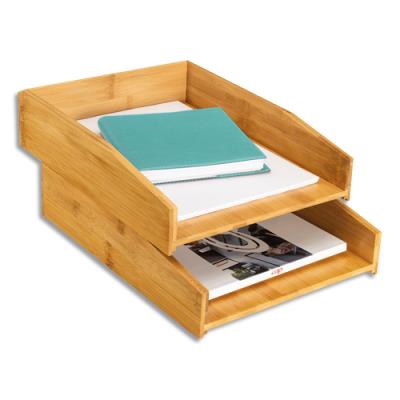 Lot 2 corbeilles courrier CEP - SILVA 100% Bambou naturel - Sans clou, ni vis - Dim (lxhxp) : 25,2x7