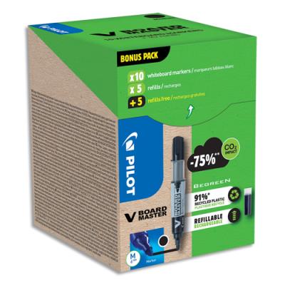 Pack VBOARD Pilot Master 10 marqueurs effaçables encre liquide +10 recharges - Pointe ogive - Colori