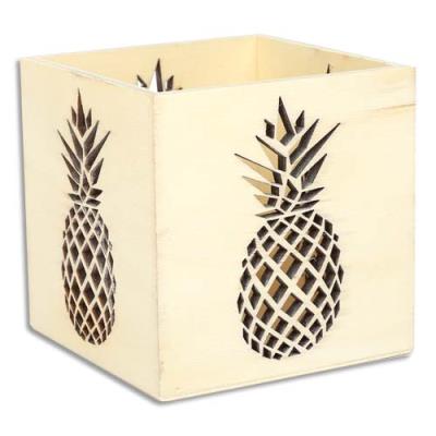 Photophore ananas Graine Créative en bois à décorer, format 10x10x10cm
