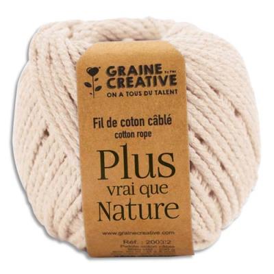 Pelote de coton cablé Graine Créative 80m couleur écru