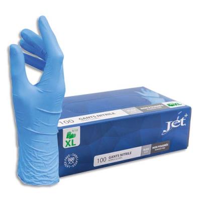 Gants Nitrile non poudrés - Taille 10/XL - Coloris bleu - boîte de 100