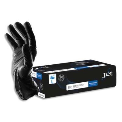 Gants Nitrile non poudrés - Taille 7/S - Coloris noir - boîte de 100