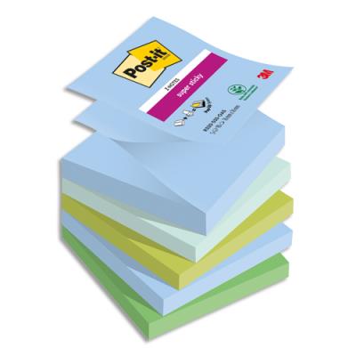 Z-notes Post-It Super Sticky Oasis - 76x76mm - Lot de 5 blocs recharges de 90 F - Ass : bleu et vert