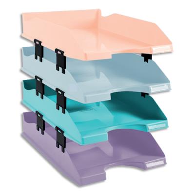 Set 4 corbeilles à courrier Exacompta COMBO MIDI - Dimensions (lxhxp) : 25,5x24,3x34,6 cm - Coloris