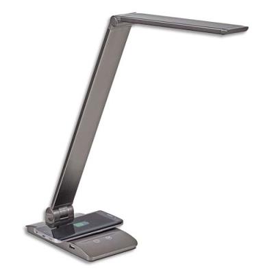 Lampe de bureau MaulStella Qi, led intégrées, 4 intensités, 3 niveaux températures, USB, gris foncé