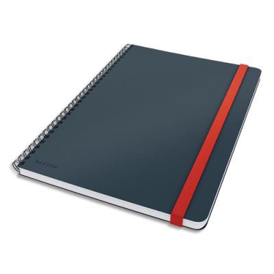 Carnet en carte Leitz Cosy à spirale 120 pages lignées format 18x25cm - Coloris gris