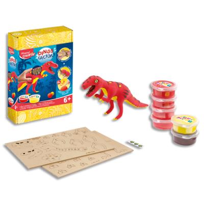 Kit figurine T-REX Maped à construire :puzzle 3D bois numéroté et modeler :pâte durcissante à l'air