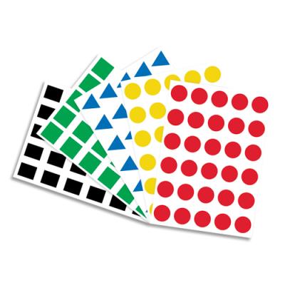 Sachet de 40 planches A5 de gommettes A5, O Color - 1200 gommettes - 4 formes assorties, 5 couleurs
