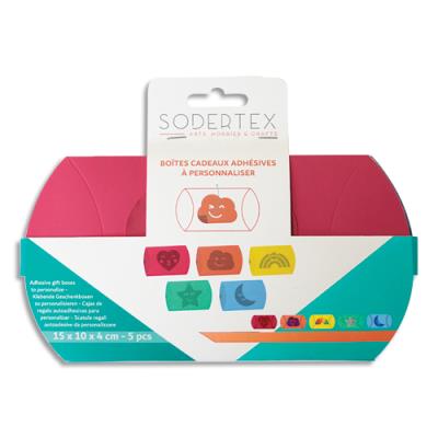 Pack de boîtes cadeaux berlingots avec motifs adhésifs à customiser - Sodertex - 15 x 10 x 4 cm - 5