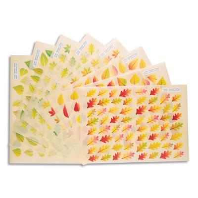 Pochette de 8 planches de gommettes feuilles des arbres Cléopatre : 4 types de feuilles, deux saison