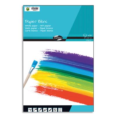 Bloc 1er prix feutres et peintures blanc Maildor - 160g - 30 feuilles - A4