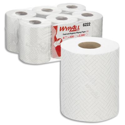 Lot de 6 rouleaux L10 de 430 feuilles blanches 1 pli WypAll - Pour distributeur portable (6221)