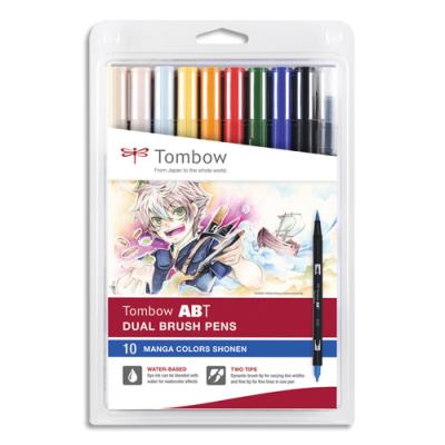 Pochette de 10 feutres double pointe Tombow ABT brush Manga Shonen - Feutres base eau double pointe
