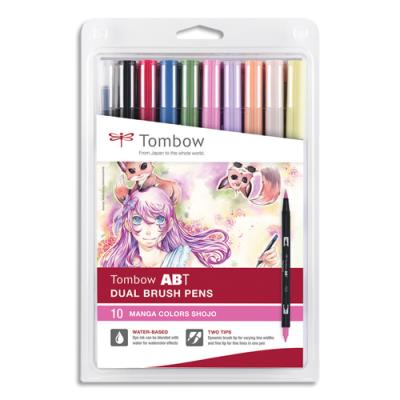Pochette de 10 feutres double pointe Tombow ABT brush Manga Soho - Feutres base eau double pointe