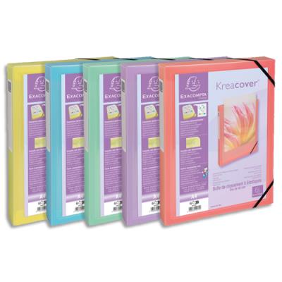 Boîte de classement Exacompta Kreacover - en polypro 7/10ème - dos de 4cm - 25x33cm - Assortis paste