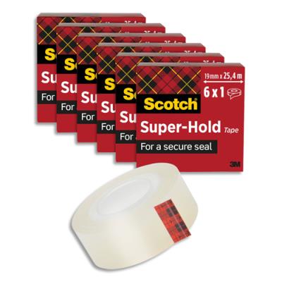 Lot de 6 rubans à cacheter - Super-Hold Scotch - 19 mm x 25,4 m