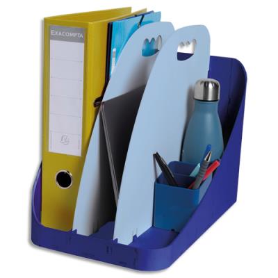 Flex Box 3 compartiments avec poignée Exacompta Bee Blue - Dim (lxhxp) : 22,5x31,5x38,8 cm - Bleu ma