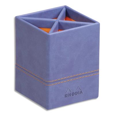 Pot à crayons Rhodia Rhodiarama - en simili cuir italien - 4 compartiments - Dim (lxhxp) 8x11x8 cm -