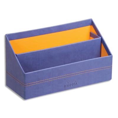 Trieur à courrier Rhodia Rhodiarama - en simili cuir italien - 2 cmpts - Dim (lxhxp) : 25x14x10 cm -