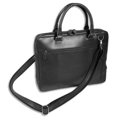 Sacoche mince Quo Vadis Rangers - en cuir de buffle - 40x29,5x5cm - fermeture zippée - Coloris noir