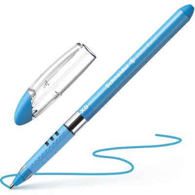Stylo bille Schneider SLIDER BASIC XB - capuchon - pointe large - corps triangulaire - encre Bleu cl