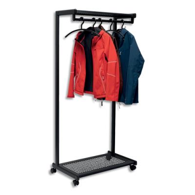 Vestiaire Maul Maulbolero - mobile - métal thermolaqué noir - 1 tringle et 2 tablettes, 4 roulettes,
