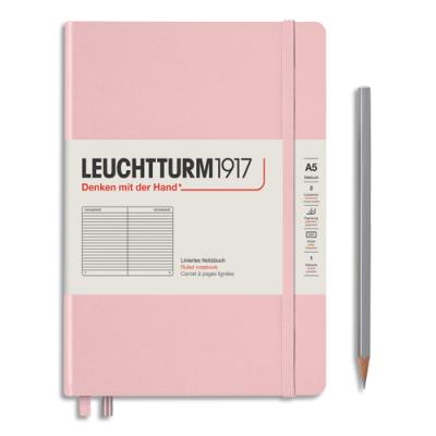 Carnet rigide Leuchtturm 1917 - 14,8x21cm - 251 pages lignées numérotées - Coloris Rose poudré