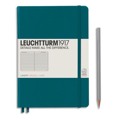 Carnet rigide Leuchtturm 1917 - 14,8x21cm - 251 pages lignées numérotées - Coloris Bleu canard