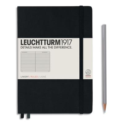 Carnet rigide Leuchtturm 1917 - 14,8x21cm - 251 pages lignées numérotées - Coloris Noir