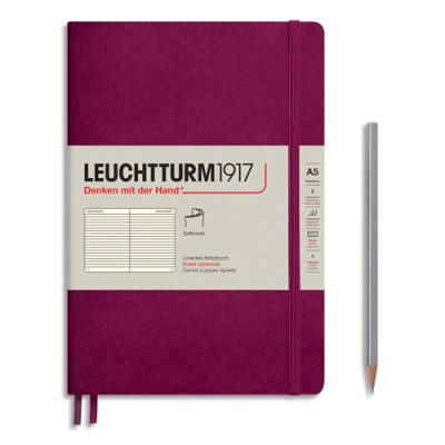 Carnet souple Leuchtturm 1917 - 14,8x21cm - 123 pages lignées numérotées - Coloris Bordeaux