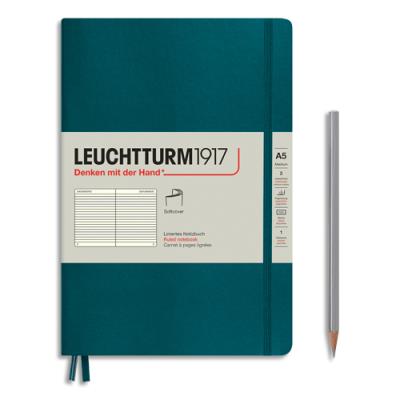 Carnet souple Leuchtturm 1917 - 14,8x21cm - 123 pages lignées numérotées - Coloris Bleu canard