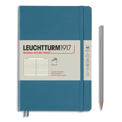 Carnet souple Leuchtturm 1917 - 14,8x21cm - 123 pages lignées numérotées - Coloris Bleu jean