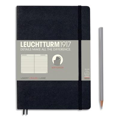 Carnet souple Leuchtturm 1917 - 14,8x21cm - 123 pages lignées numérotées - Coloris Noir