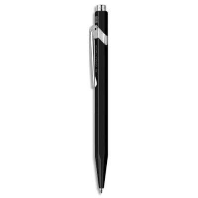 Stylo bille Caran d'Ache 849 CLASSIC - rétractable - en aluminium - Corps hexagonal noir, encre bleu
