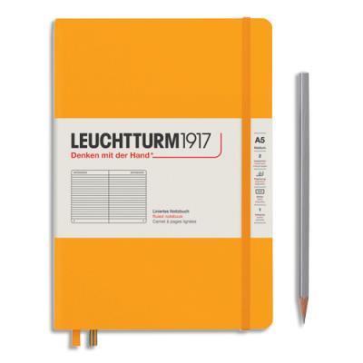 Carnet rigide Leuchtturm 1917 - 14,8x21cm - 251 pages lignées numérotées - Coloris Orange
