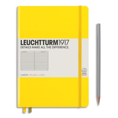 Carnet rigide Leuchtturm 1917 - 14,8x21cm - 251 pages lignées numérotées - Coloris Jaune citron