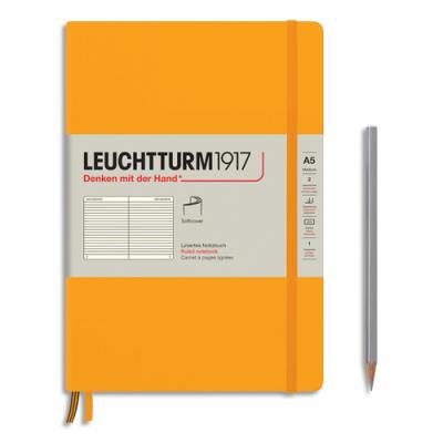Carnet souple Leuchtturm 1917 - 14,8x21cm - 123 pages lignées numérotées - Coloris Orange