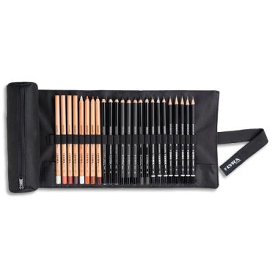 Trousse de 24 crayons techniques Lyra Groove regroupés dans une trousse en tissu à rouler avec velcr