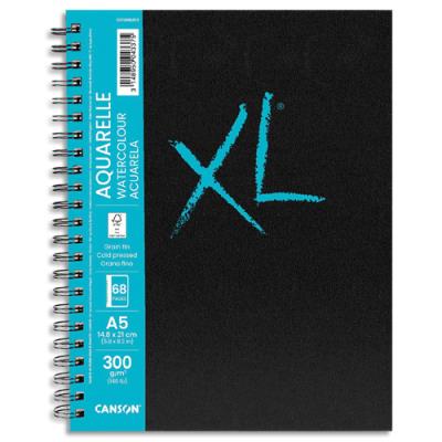 Carnet de 34 feuilles Canson XL Book Aquarelle - Format A5 - 300 grammes - grain fin - Spirale grand