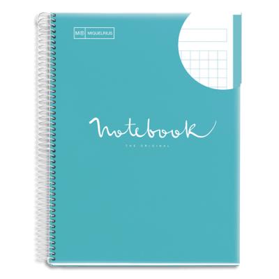 Cahier polypropylène spirale Miquelrius EMOTION - 21x29,7cm - 160 pages - 90g - 5x5 - Coloris bleu c