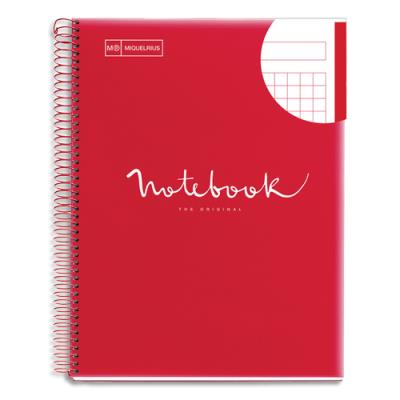 Cahier polypropylène spirale Miquelrius EMOTION - 21x29,7cm - 160 pages - 90g - 5x5 - Coloris rouge