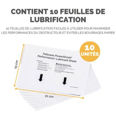Paquet de 10 feuilles lubrifiées Fellowes pour destucteurs à base d'huile végétale