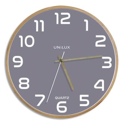 Horloge murale Unilux Baltic, cadre en bois - Fonctionne avec 1 pile AA fournie - Diamètre 31,5 cm -