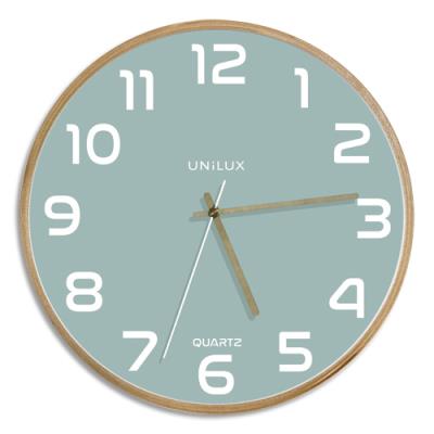 Horloge murale Unilux Baltic, cadre en bois - Fonctionne avec 1 pile AA fournie - Diamètre 31,5 cm -