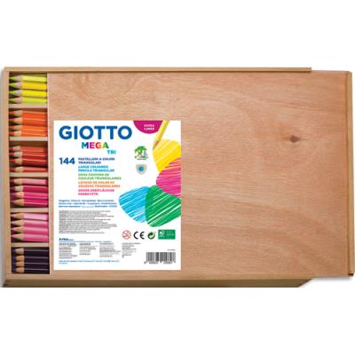 Schoolpack 144 crayons de couleur Giotto Méga - Corps triangulaire - mine 5,5mm - Coloris assortis