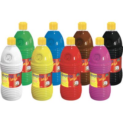 8 flacons d'1 litre de gouache liquide Giotto BE-BE - couleurs assorties - ultra lavable