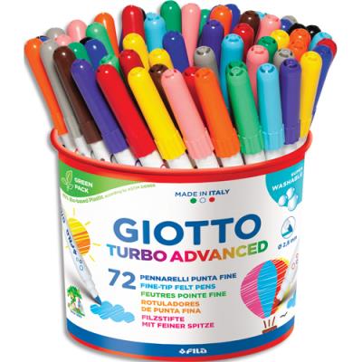 Pot de 72 feutres de coloriage Giotto Turbo Advanced pointe fine - Coloris assortis extra brillant
