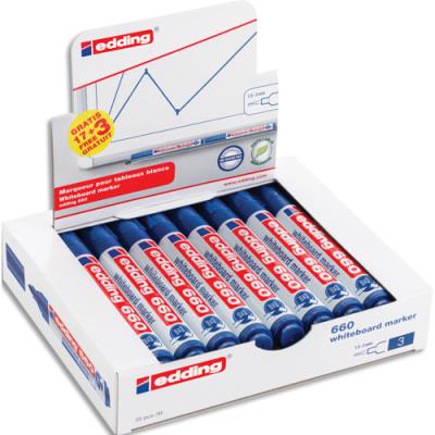 Value pack de 17+3 marqueurs pour tableaux blanc Edding E-660 - Pointe ogive - Coloris bleu