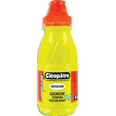 Pot de gouache Cleopatre Nefertari jaune primaire - 250ml x 8 - dès 3 ans - avec pinceau et entonnoi