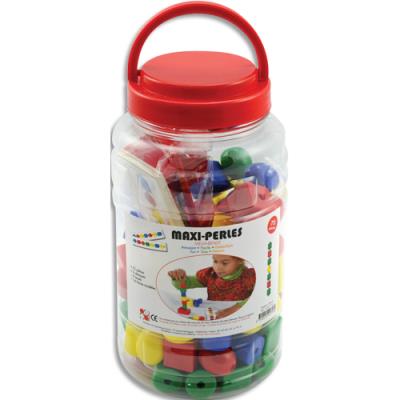 Bocal de 75 perles en plastique de formes et couleurs variées Oz International avec abaques, lacets
